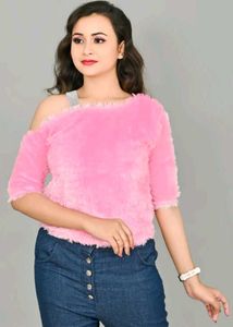 Pink Fuzzy Crop Top