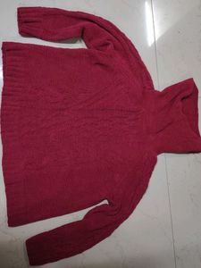 Burgundy Turtleneck Knit Sweater