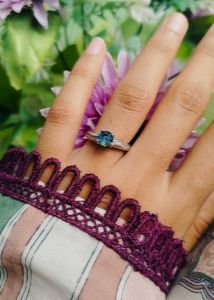 Blue-green Double Toned Stone Pure Silver Ring
