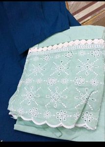 Teal Embroidered Kurti Set