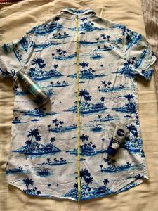 White And Blue Printed Shirt For Men