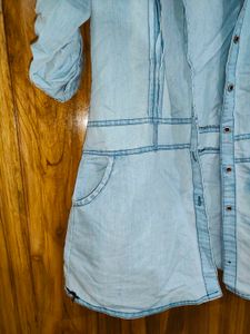Denim Tunic Shirt with pockets and belt hooks.