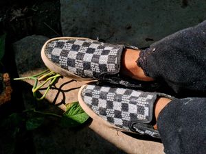Sequin Checkered Slip-On Sneakers