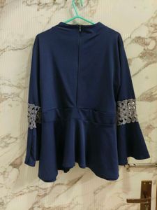 Navy Peplum Top