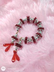BEAUTIFUL HANDMADE RED &amp; SILVER BRACELET