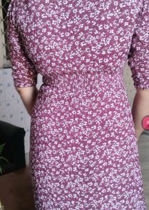 Ankle Length Purple Dress Flower Printed