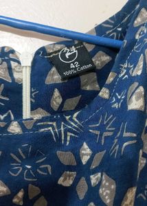 cold shoulder blue kurti dress