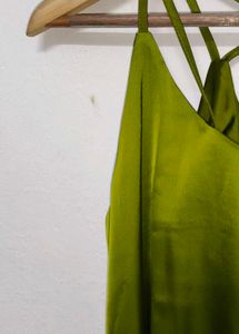 Trendy New Green Slip Dress