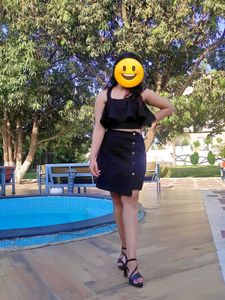 Asymetric Black Mini Skirt