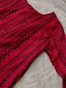 Red Embroidered Kurta