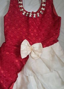 Red With White Gown.Festive And Formal