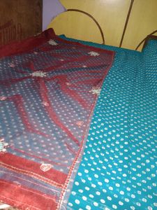 Wonderful Light Red And Blue Coloured Saree