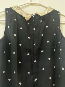 Cute Black Romper with Lace Collar