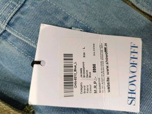 Showoff Denim Jacket with Patches, L Size