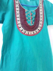 Green Embroidered Kurta