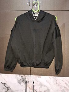 🎊🎆🎄🎉Sale Black Hoodie shoulder cut