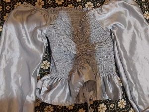 Metallic Silver Crop Top