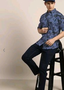Pure Cotton Semi Formal Slim Fit Shirt For Men
