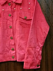 Red Pearl Denim Jacket