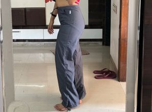 Gray Drawstring Parachute Pants