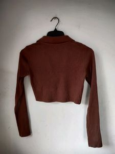 ZARA BROWN CROP TOP