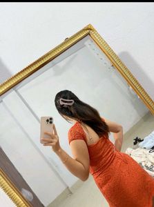 Orange Lace Mini Dress