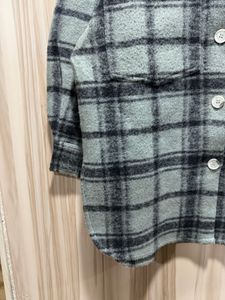 H&amp;M Womens Plaid Felted Flannel Shacket