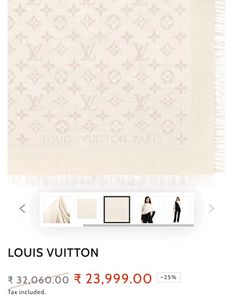 Louis Vuitton Silk Scarf ( Muted White)