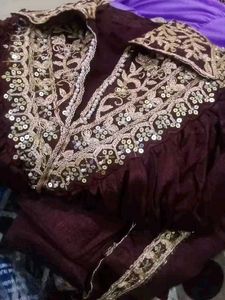 Maroon Embroidered Kurta Set