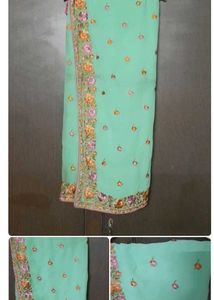 Mint Embroidered Saree