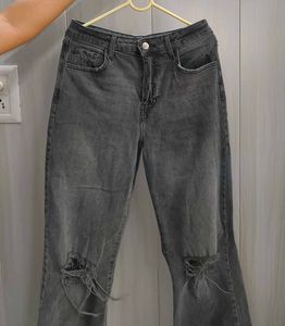 Vintage Charcoal Ripped Jeans