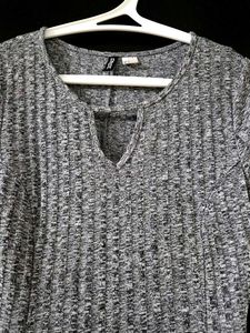 Gray Ribbed Knit Dress