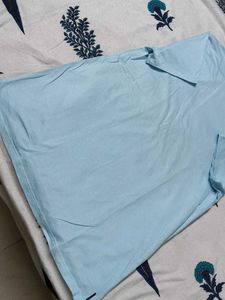 Men Sky Blue Half Sleeve Cotton Casual Tshirt