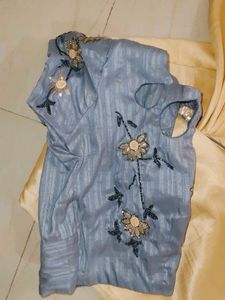 Hand Work Peach Colour Saree With Blouse