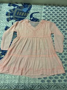 Peach Chikankari Kurti