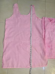 Pink applique work Kurta with inner