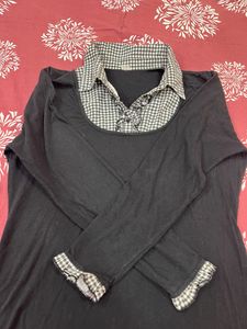 Korean style black checkered top!