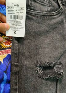 Brand New Shein Heavy Wash Mid Distressed Jeans