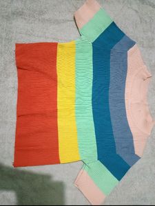 Rainbow Ribbed Knit Top