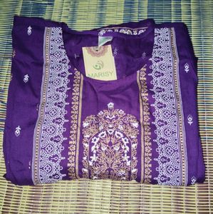 MARISY Women  Printed Kurtha (Purple)