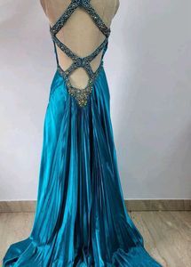 Teal Embellished Formal Gown
