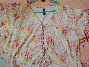 Floral Lace-Up Top