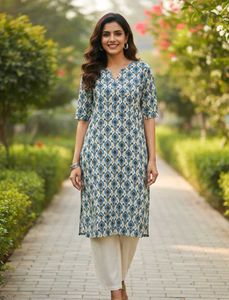 Elegant Inaia Brand Blue Printed Kurta