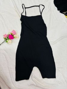 Black Ribbed Jumpsuit
