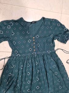 Zudio Rama Green One Peice Dress Pure Cotton