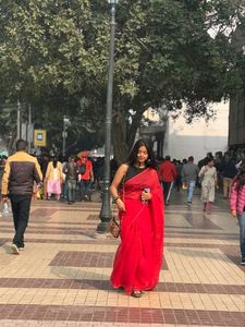 Red Sequin Saree