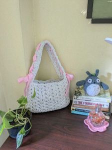Crochet Handbag with Ribbon