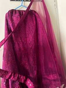 Maroon Embroidery Lehenga With Duppata