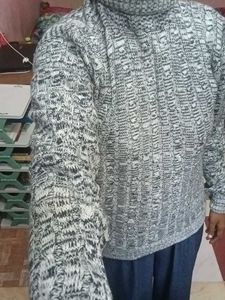 Grey Knit Turtleneck Sweater