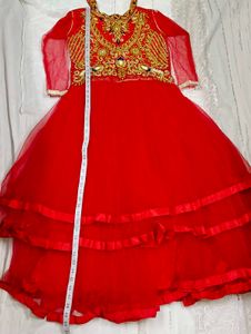 Red Embroidered Girls&#39; Dress